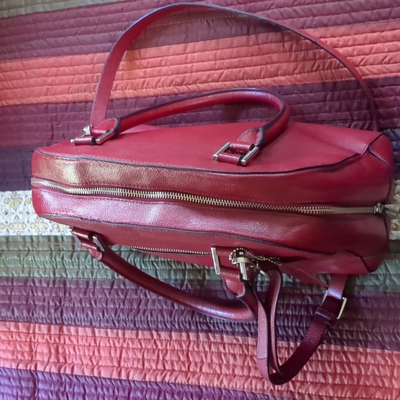 DANIER* lg red soft genuine leather crossbody multi pouch double zippered bag - Picture 6 of 17